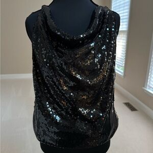 Alice + Olivia Black Sequin Tank Top